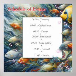 Undervattenskonst av fisk och korall i akryl poster