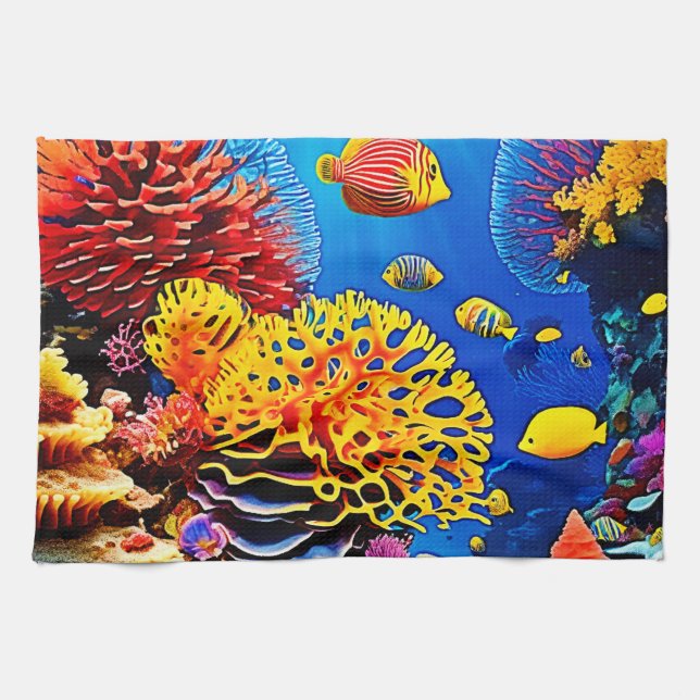 Undervattenskoralen Garden Design Kökshandduk (Horisontell)