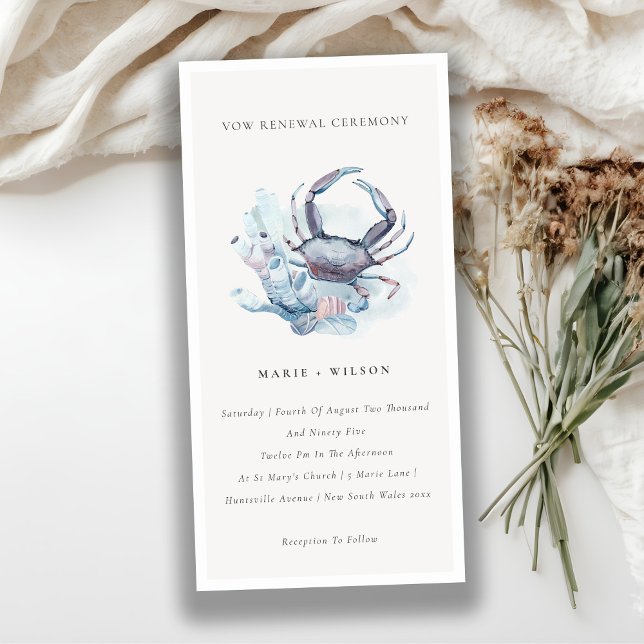 Undervattenskrab Coral Nautical Vow Renewal Inbjud Tack Kort (Skapare uppladdad)
