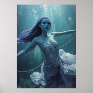 Undervattenskristallutlänning Kvinna – Fantasy Poster