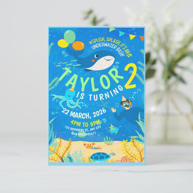 Undervattenslivet Inbjudningar (Stående Fram)