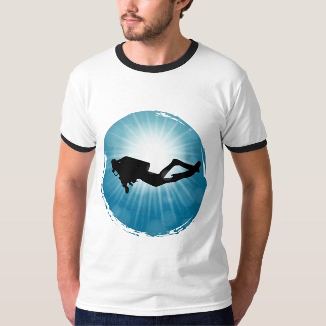 Undervattensljusregn för dykdiver t shirt (Framsida)
