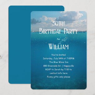 Undervattensrå Seaside Birthday Unisex Design Inbjudningar