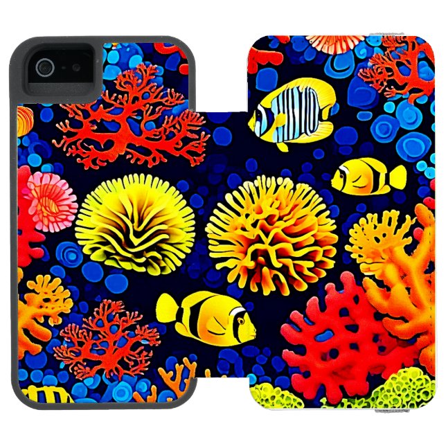 Undervattensrev Liv Ljus Design Incipio iPhone Wallet Skal (Folio Öppen)