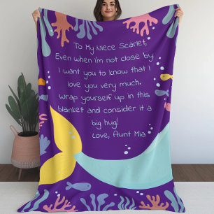 Undervattensrevet för sjöjungfru Svan och Brev Fleecefilt