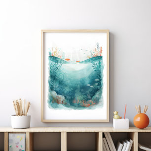 Undervattensscen Havsliv Konstaffisch Poster