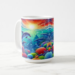 Undervattensscen med delfiner kaffemugg