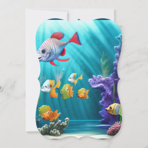 Undervattensscen med Hyper-Realistisk fisk Anteckningskort
