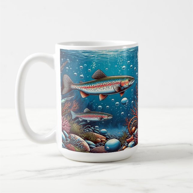 Undervattensscen med öring kaffemugg (Vänster)