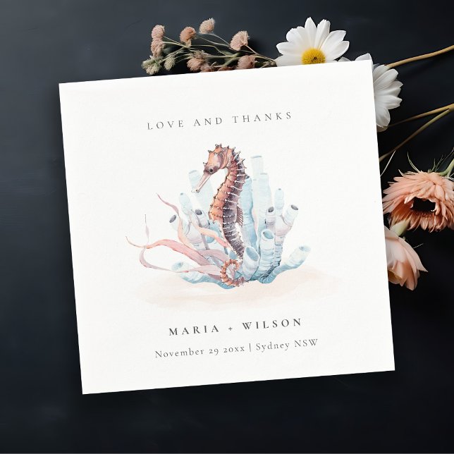 Undervattenssjöhäst Sjögräs Coral Bröllop Pappersservett (Skapare uppladdad)