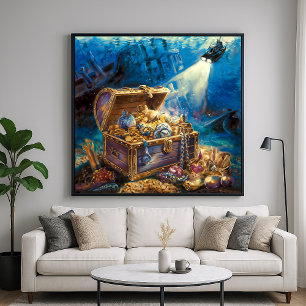 Undervattensskatt - Painterly illustration Stil Poster