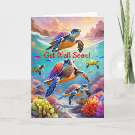 Undervattenssköldpaddor, 5" x 7" Faltad Lyckönskni Kort