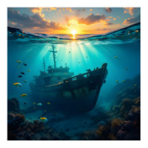 Undervattenssolnedgång Poster