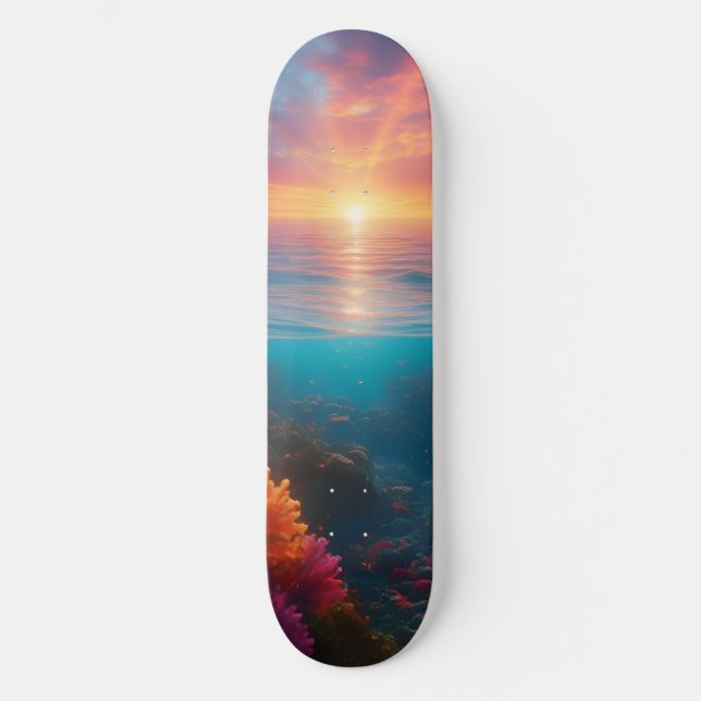 Undervattenssolnedgång Tropiskt 1 Mini Skateboard Bräda 18,5 Cm (Framsida)
