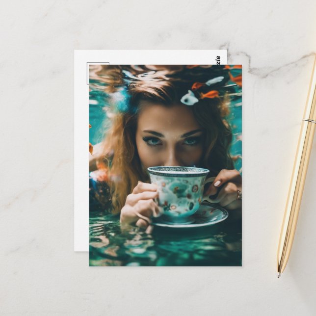 UndervattensTea med Goldfish Vykort (Fram/Back In Situ)