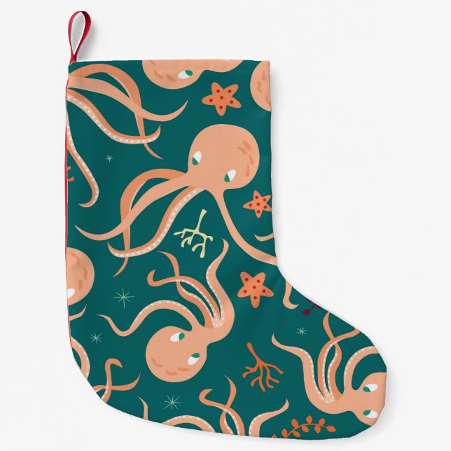 Undervattensundervattensberg: Octopus Starfish Dan Liten Julstrumpa (Framsidan)