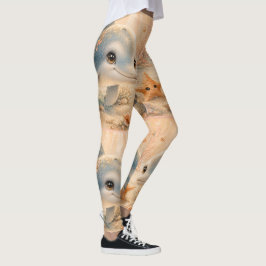 Undervattensvänskap - delfin och sjöstjärna (2) leggings