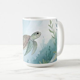 Undervattensvärld med sköldpadda kaffemugg