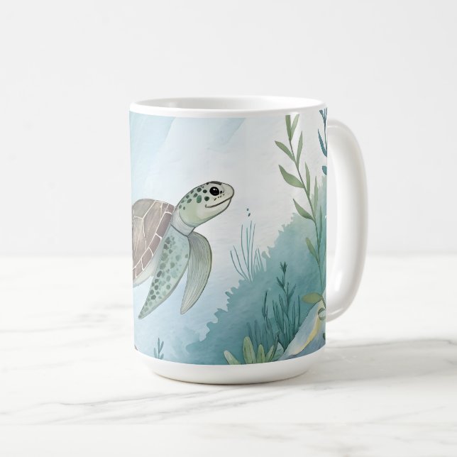 Undervattensvärld med sköldpadda kaffemugg (Framsida höger)