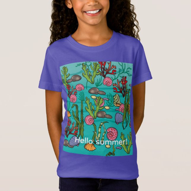undervattensvärld, sommarillustration t shirt (Framsida)