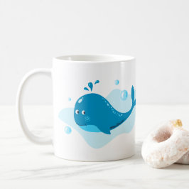 Undervattensvärlden. Havets liv. Kawaii Blue val Kaffemugg