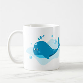 Undervattensvärlden. Havets liv. Kawaii Blue val Kaffemugg