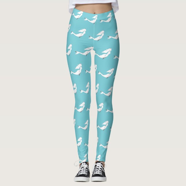 Undervattensvita sjöjungfruar designa Thunder_Cove Leggings (Framsida)