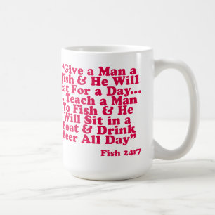 Undervisa en man att fiska kaffemugg