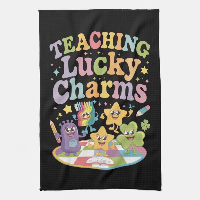 Undervisa Lucky Charms Lärare St Patricks Day Kökshandduk (Vertikal)