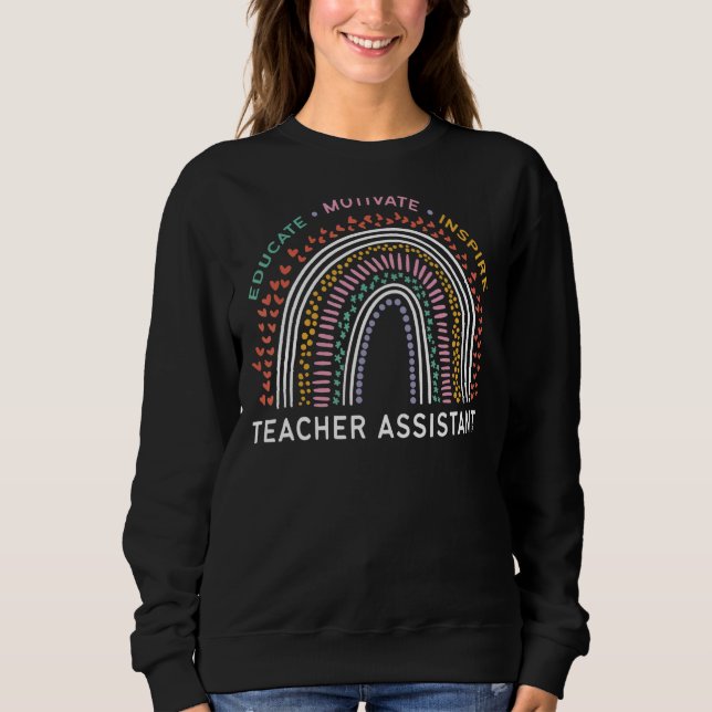 Undervisa Motivate Inspire Teacher Assistant Rainb T Shirt (Framsida)
