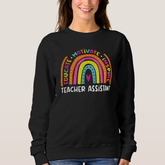 Undervisa Motivate Inspire Teacher Assistant Rainb T Shirt (Framsida)