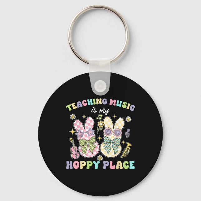 Undervisa Musik Hoppy Place Bunny Påsk Dagar Resur Nyckelring (Framsida)