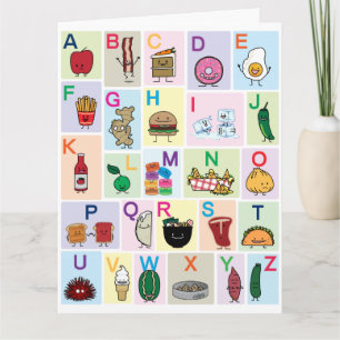 Undervisning i ABC Alphabet brev lycklig mat Tack Kort