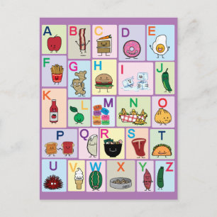 Undervisning i ABC Alphabet brev lycklig mat Vykort