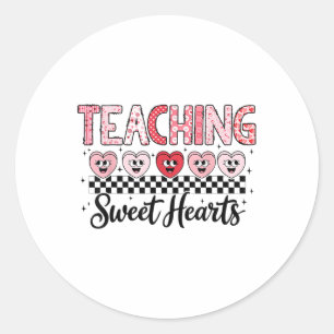 Undervisning i sövningar Cute Kärlek Heart Teacher Runt Klistermärke