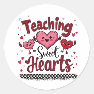 Undervisning i Sweet Hearts Funny Valentines lärar Runt Klistermärke