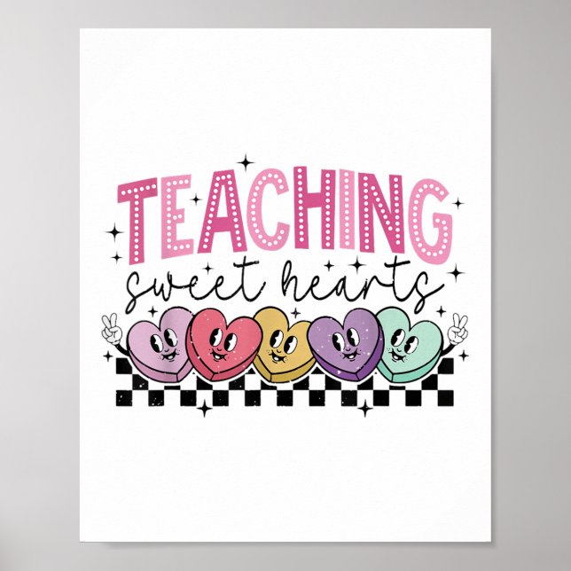 Undervisning i Sweethearts Candy Heart Teacher Val Poster (Framsidan)