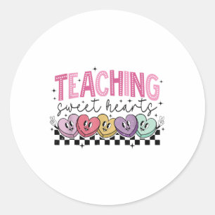 Undervisning i Sweethearts Candy Heart Teacher Val Runt Klistermärke
