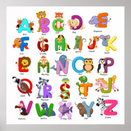 Undervisning om barn i Alphabet Animal Clipart Poster