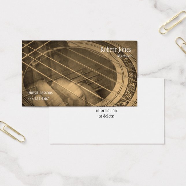 Undervisning om musiklektioner för Guitar-lärare Visitkort (Kontor)
