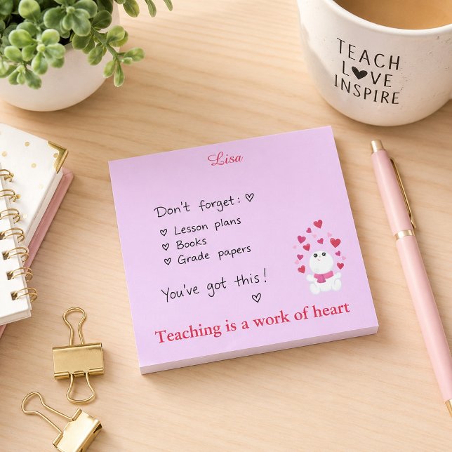 Undervisning rosa hjärtan post-it block (Skapare uppladdad)