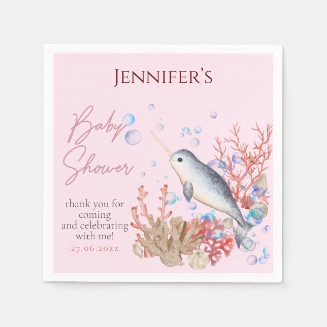 Undervisningsprogram Na vid baby Narwhal Pappersservett (Framsidan)