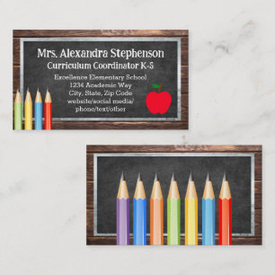 Undervisningsskola för lärare vid Chalk Board Teac Visitkort