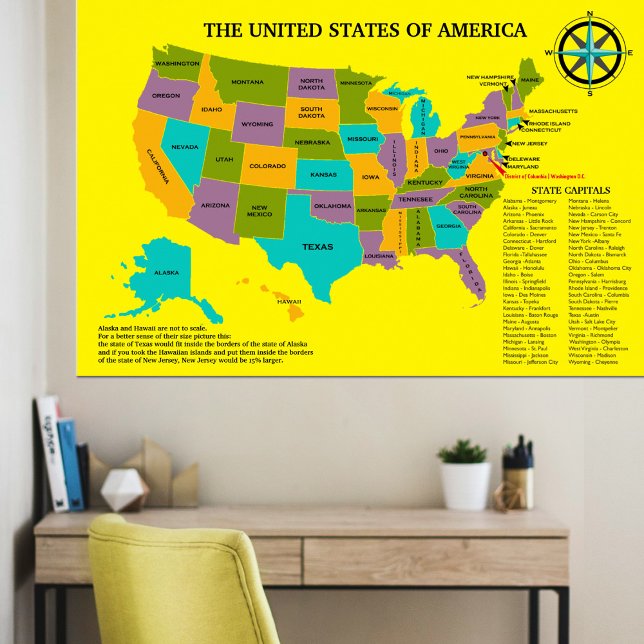 Undervisningsstöd till stora brittiska muren i Kar Poster (Large US map will help your child learn the states, their capitals and more. )