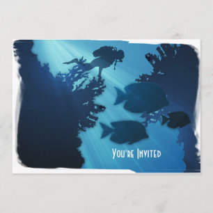 Underwater Blue World Fisk & Dykare Inbjudningar