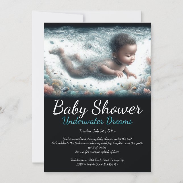 Underwater Dreams – Baby Shower Inbjudningar (Framsida)