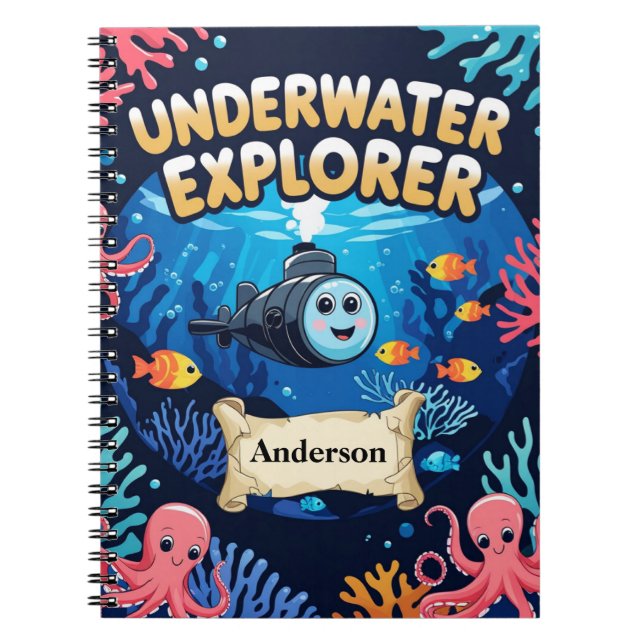 Underwater Explorer – Personlig Oceanäventyr Anteckningsbok (Framsidan)