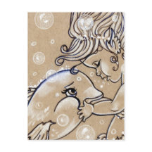 Underwater Friends Dolphin Sjöjungfru Postcard