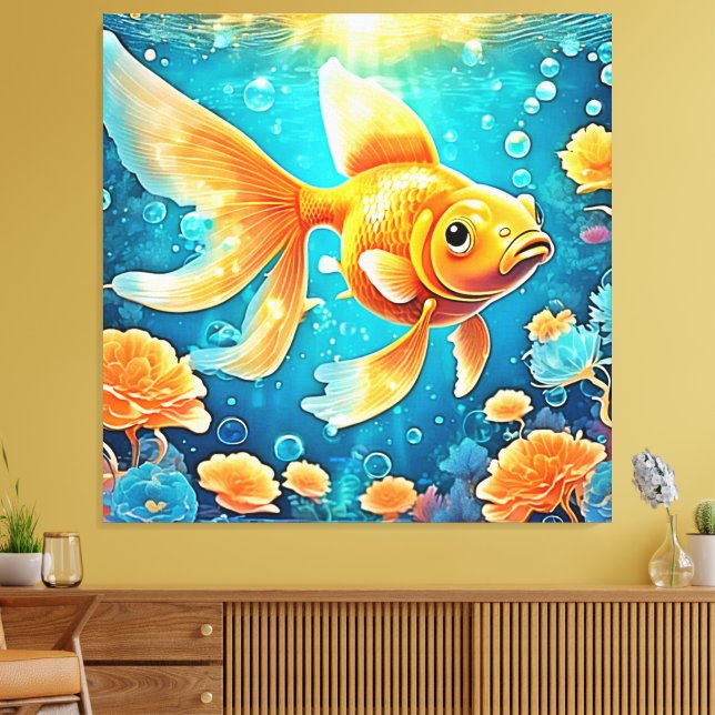 Underwater Goldfish Art Canvastryck (Insitu (Vardagsrum))