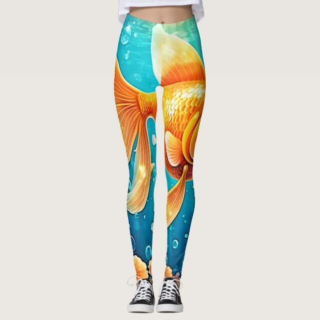 Underwater Goldfish Art Leggings (Framsida)
